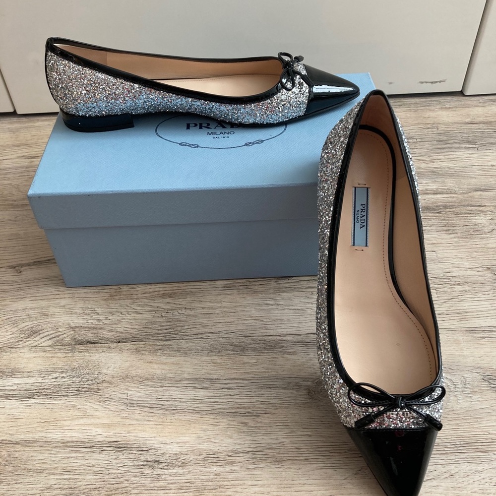 NEW Prada Captoe Glitter Ballerina - Picture 2 of 5